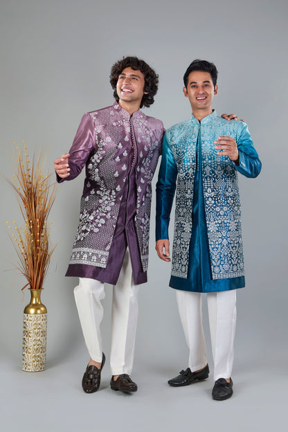 Wedding and Reception Wear Men Indo-western in Silk