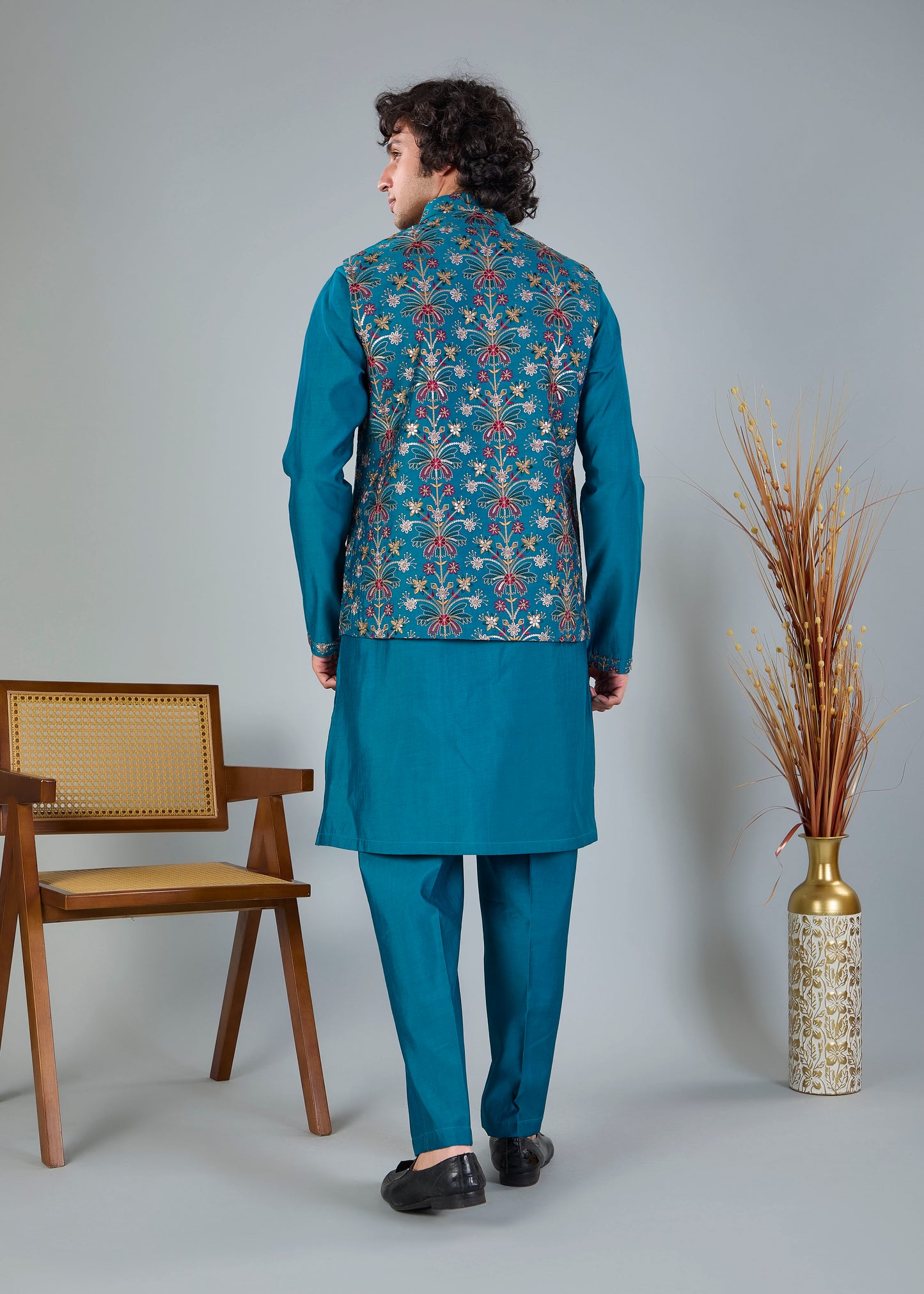Rich Raw Silk Men’s Kurta Jacket Set