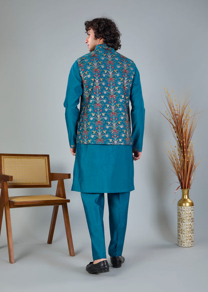 Rich Raw Silk Men’s Kurta Jacket Set