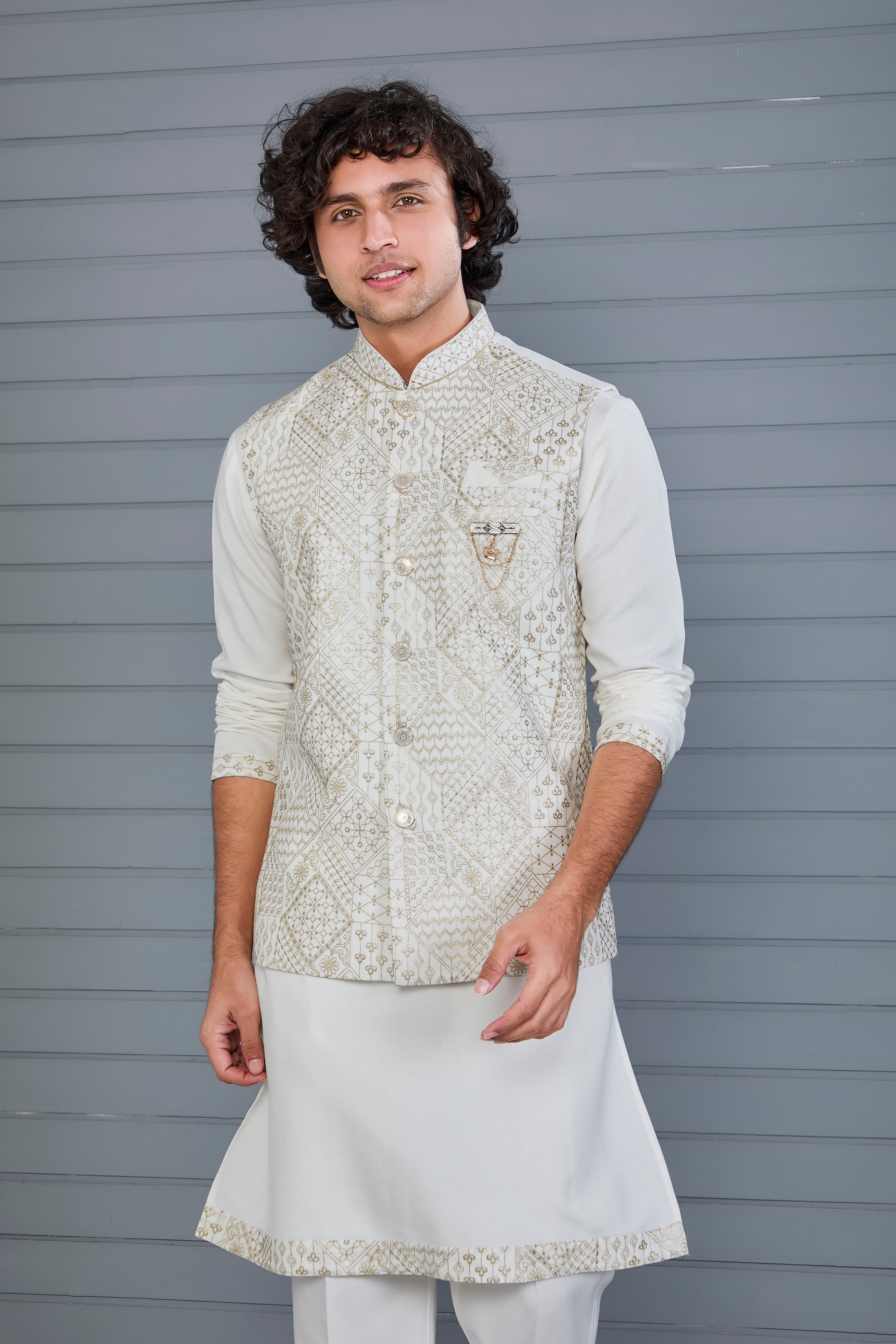 indo western jacket set kurta for men