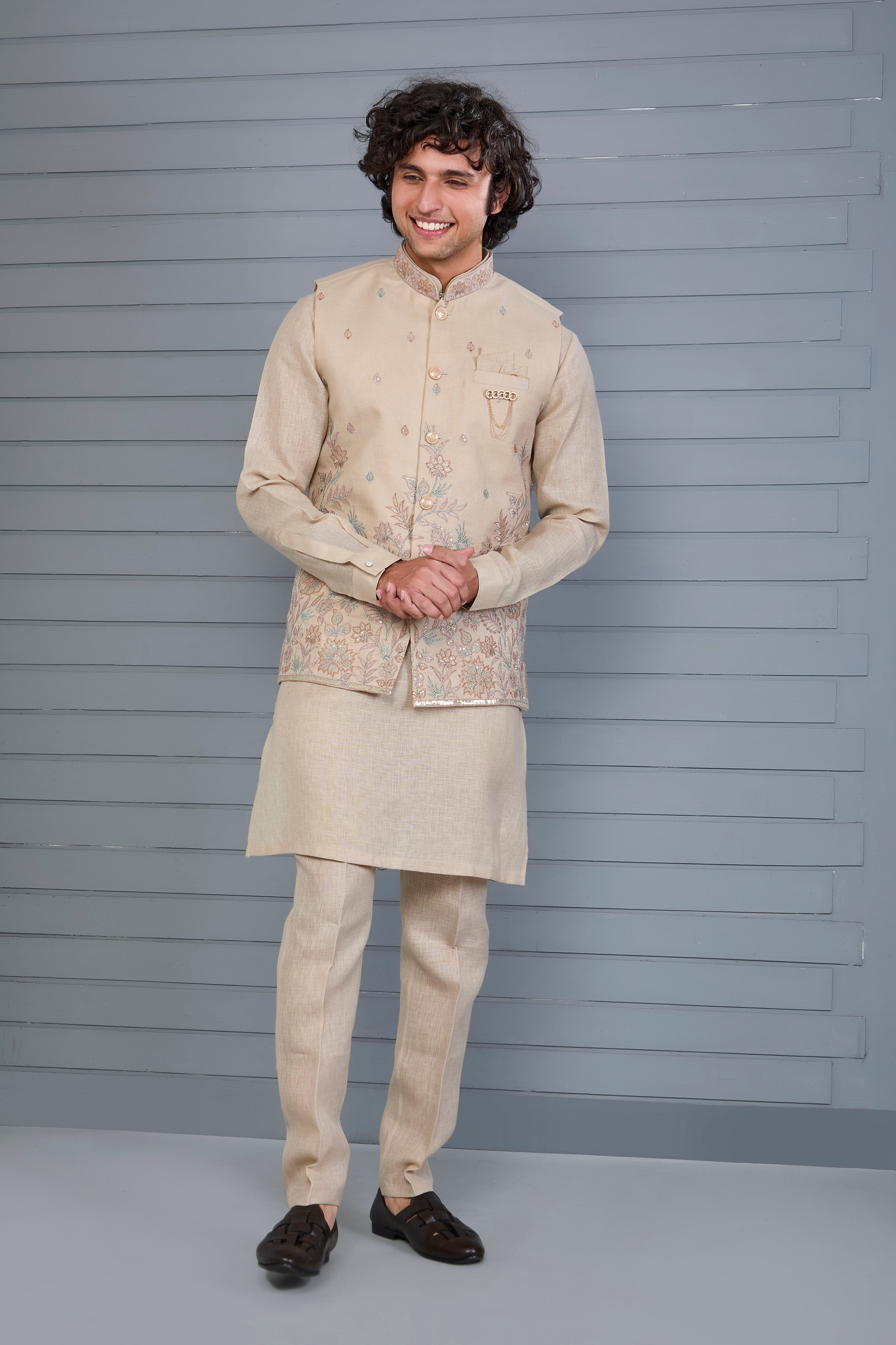  Raw Silk Kurta Jacket Set