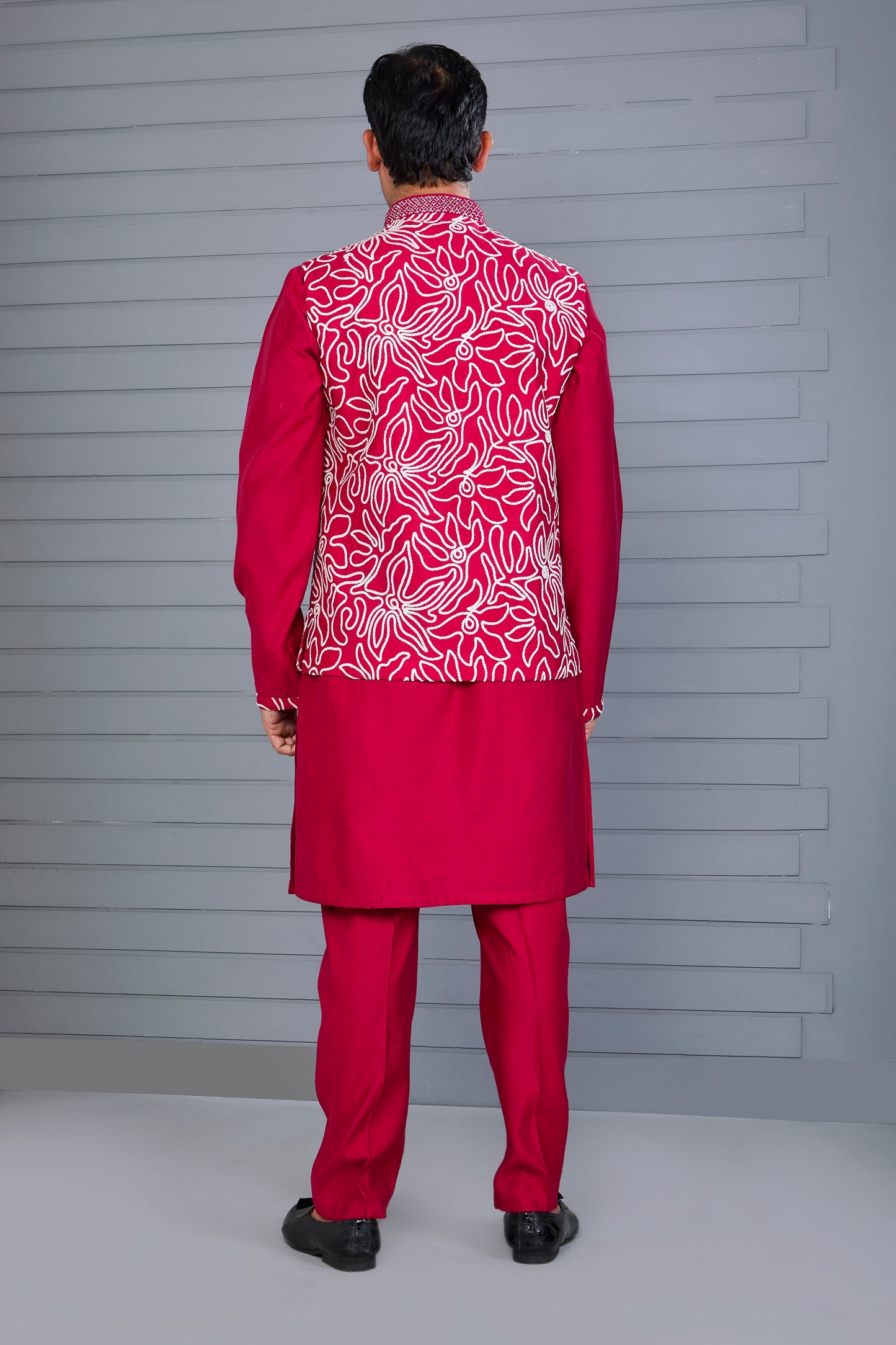 Raw Silk Men's Kurta Jacket Set for Festive Events