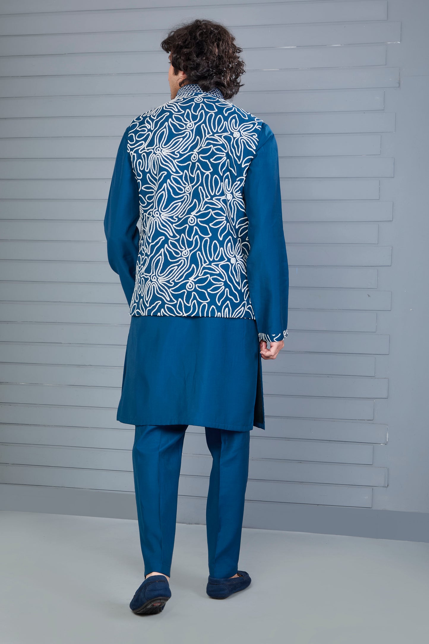 Men’s Kurta Jacket Set in Raw Silk for Festive Event