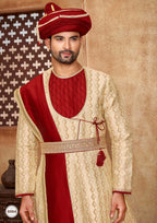 Maroon Peshwai Dress for Men – Maharashtrian Groom Wedding Wear