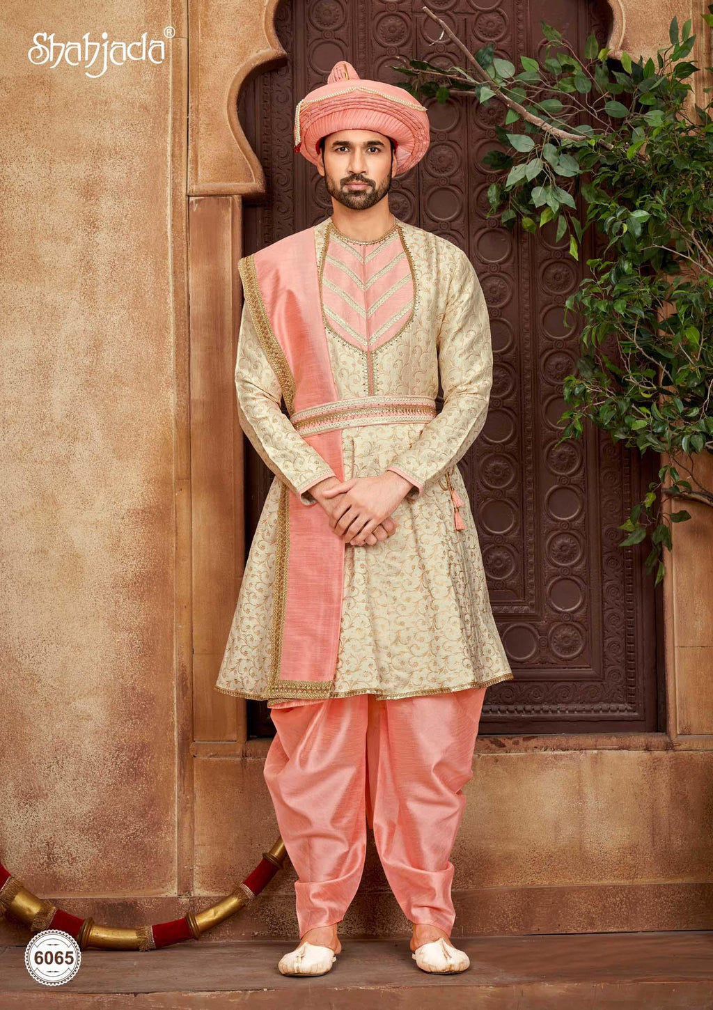 Pink Peshwai Dress for Groom | Silk Wedding Wear