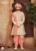 Pink Peshwai Dress for Groom | Silk Wedding Wear