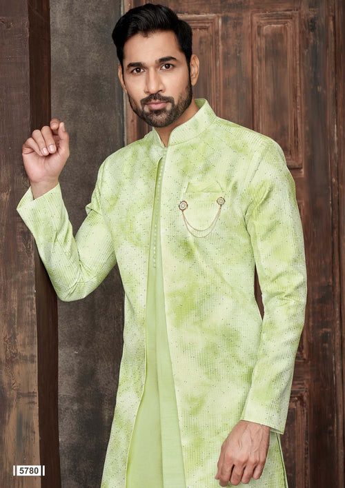 Art Silk Indo Western with Pants for Men