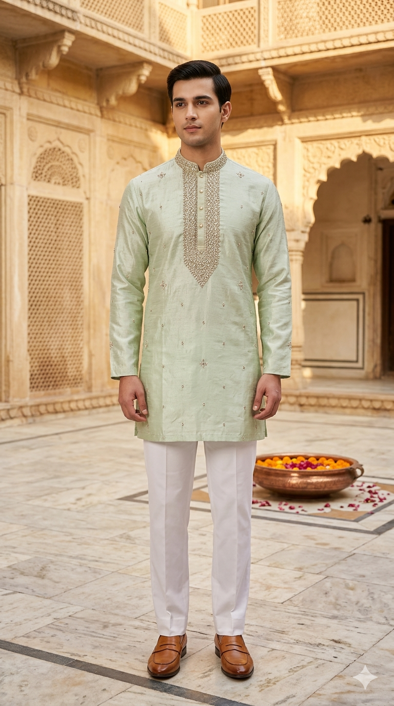 Short Kurta with Korean Pant 7360