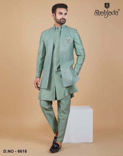 Indo Western with Long Jacket 6618