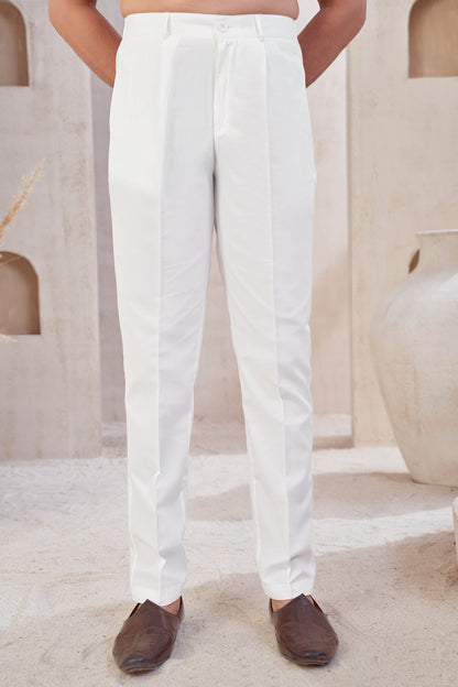 Classic Cream Straight-Cut Trouser Pants