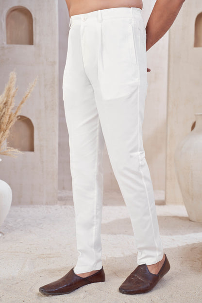 Classic Cream Straight-Cut Trouser Pants