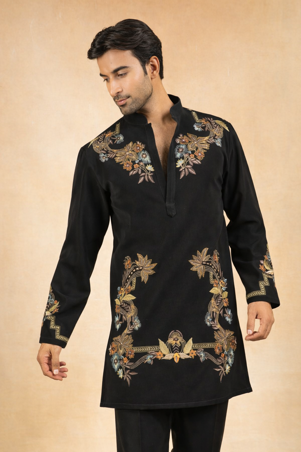 Black embroidered kurta  from Great Indian Kapil Show designer kurta