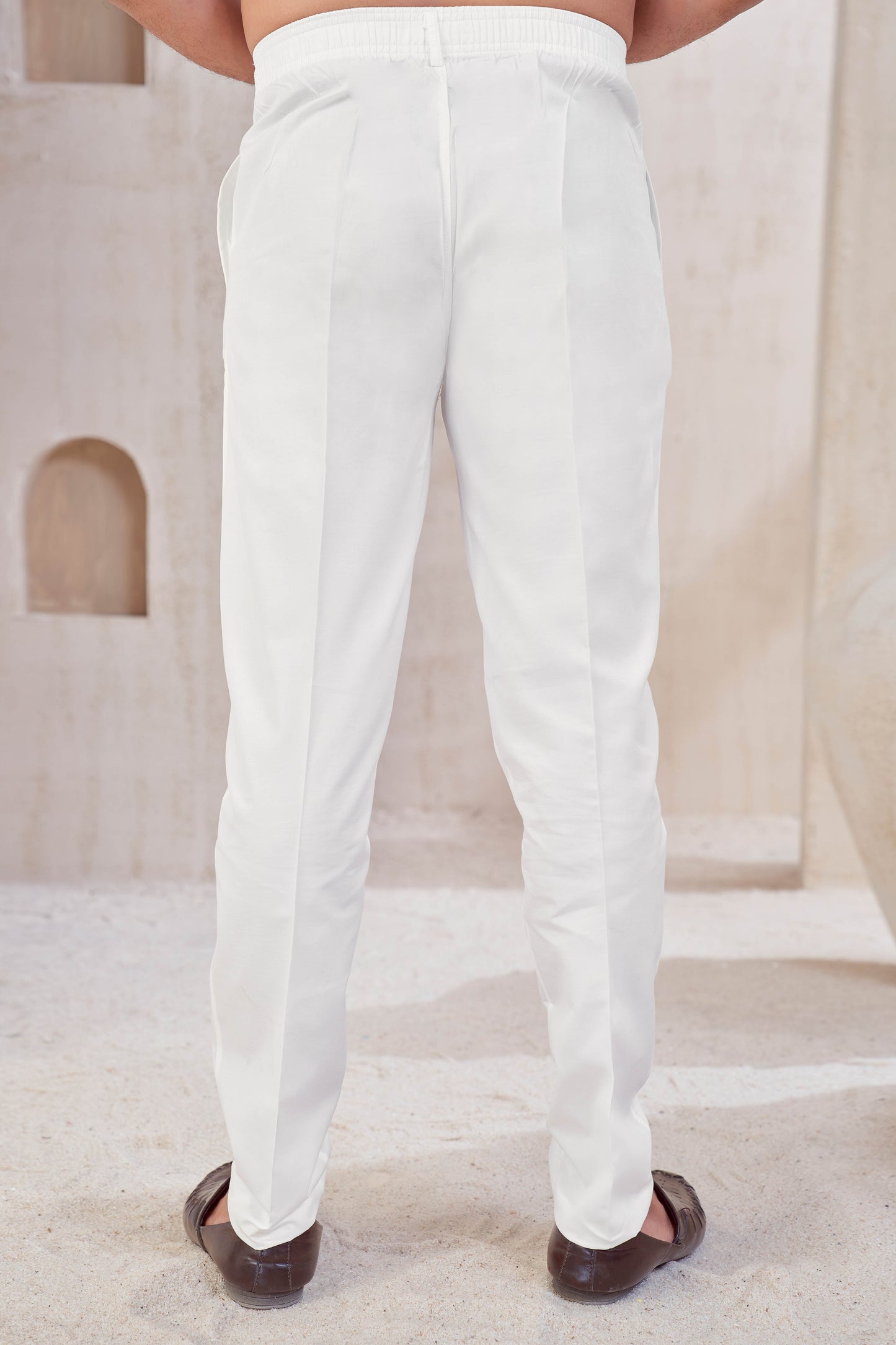 Classic White Straight-Cut Trouser Pants