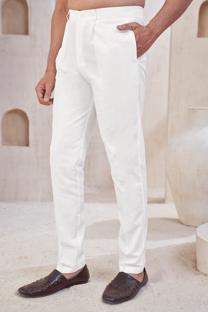 Classic White Straight-Cut Trouser Pants