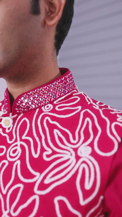 Raw Silk Men's Kurta Jacket Set for Festive Events