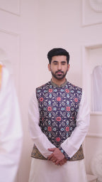 Majestic Black: Embroidered Ethnic Men'S Kurta Jacket Set